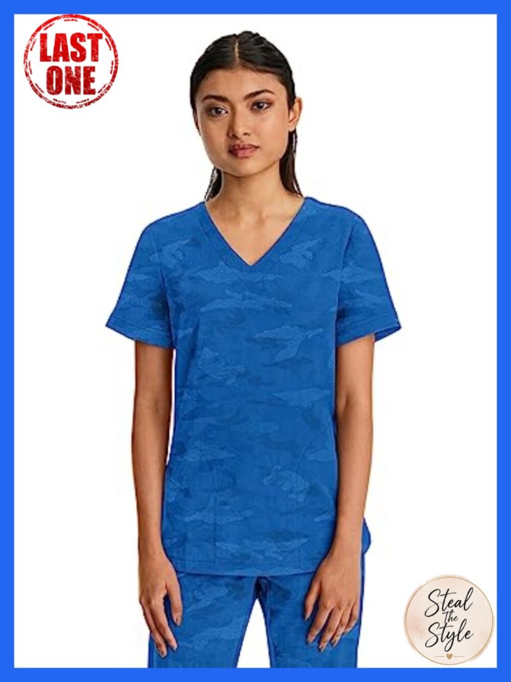 Women's V-Neck Scrub Top 2 Pockets Ultra-Stretch Poly Spandex Medical